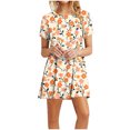 thumbnail image 1 of Ovzne Robes pour Femmes Robe Mode Femmes Robes d'Été Décontractées Col Rond Manches Courtes Robe Imprimée Robe d'Été Manches Courtes Imprimée Liquidation, 1 of 5