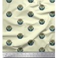 thumbnail image 1 of Soimoi Modal Satin Fabric Dot,Leaves & Floral Block Print Fabric by Yard 42 Inch Wide, 1 of 3