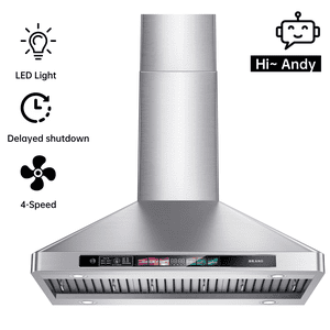 BRANO 36 Inch Range Hood Wall Mount 900 CFM Stainless Steel Kitchen Hood with Voice/Gesture/Touch Control