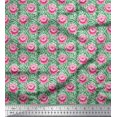 thumbnail image 1 of Soimoi Polyester Crepe Fabric Stripe & Rose Floral Printed Craft Fabric by The Yard 42 Inch Wide, 1 of 3