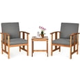 thumbnail image 4 of Gymax 3PCS Outdoor Patio Sofa Furniture Set Solid Wood Cushioned Conversation Set Grey, 4 of 9
