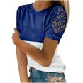 thumbnail image 1 of yoeyez T-Shirts pour Femmes en Dentelle à Manches Courtes Raglan Hauts Décontractés à Col Rond Chandail Mode T-Shirt Uni à Motif Floral Tenues d'Été 2025 Bleu Foncé TG, 1 of 5