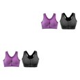 thumbnail image 1 of Youkk 2x Fit With Multiple Sizes Available Zip Front Sports Bra Seamless Construction gray+purple S 2Set, 1 of 6