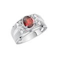 thumbnail image 3 of RYLOS Men's Rings Sterling Silver Rings Classic Designer Style 8X6MM Oval Gemstone &  Diamond Ring Garnet January Birthstone Rings For Men,  Size 11, 3 of 7