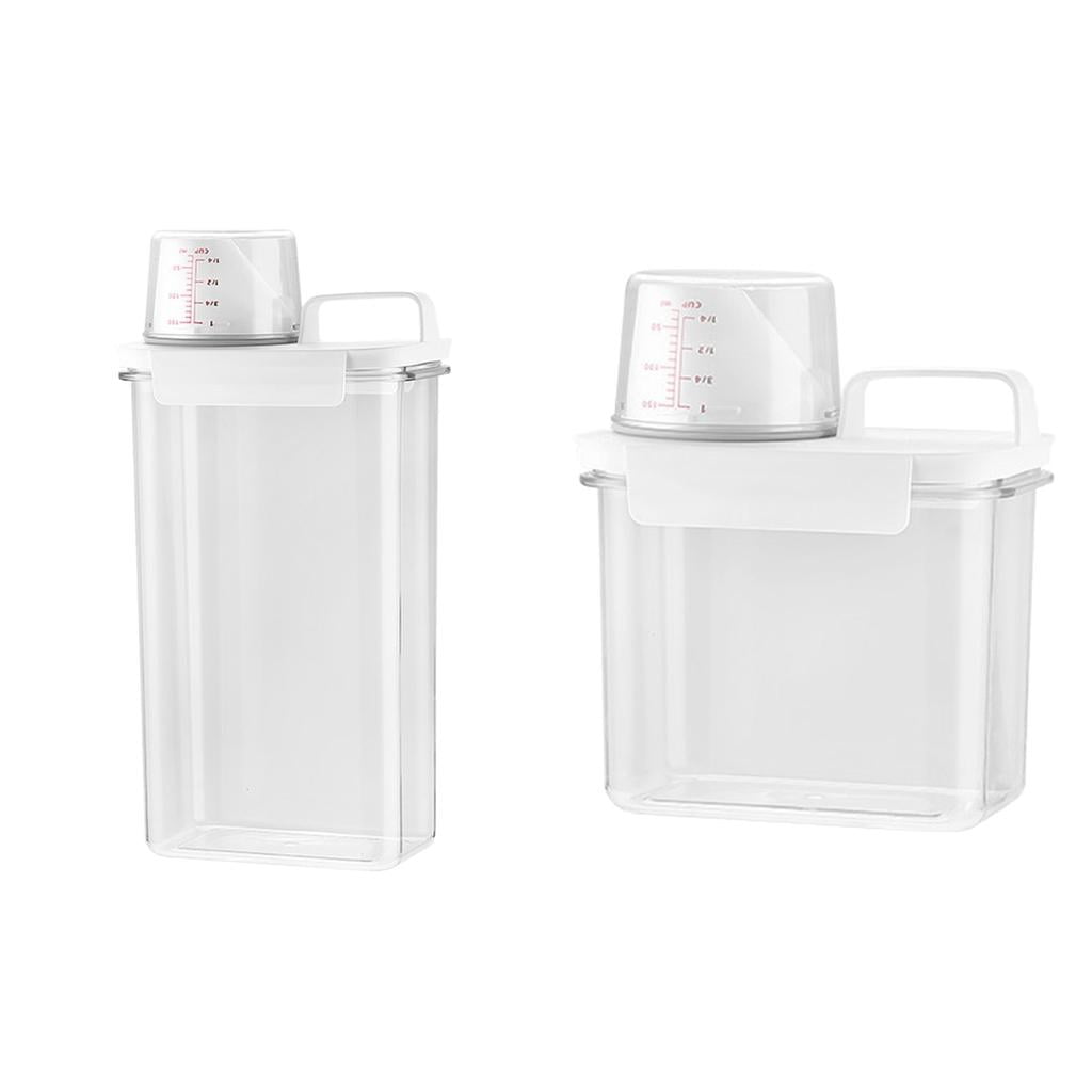 GROWTH TANK 2Pcs Laundry Detergent Dispenser with Measuring Cup Washing Liquid Box Dry Grain
