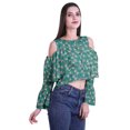 thumbnail image 3 of Moomaya Printed Casual Long Sleeve Tops Women Cold Shoulder Ruffle Sleeves Top, 3 of 4