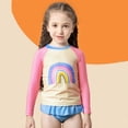 thumbnail image 1 of Kid Girl Rash Guard Swimwear Cute Long Sleeve Sun Protection Toddler Girls Swimsuit 6-7 Years, 1 of 5