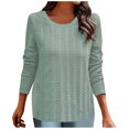 thumbnail image 1 of AherBiu Womens Long Sleeve Tops Crewneck Pullover Spring Sweater Top T Shirts Solid Color, 1 of 6