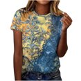 thumbnail image 2 of Blouse d'Été Grande Taille à Manches Courtes pour Femmes, Décontractée, Ample, Imprimé Floral, Col Rond, T-Shirt Imprimé à Manches Courtes, Col en V, T-Shirt pour Femmes en Liquidation, 2 of 7
