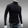 thumbnail image 4 of Autumn Men Solid Color Turtle Neck Long Sleeve Sweater Slim Knitted Pullover Top, 4 of 8