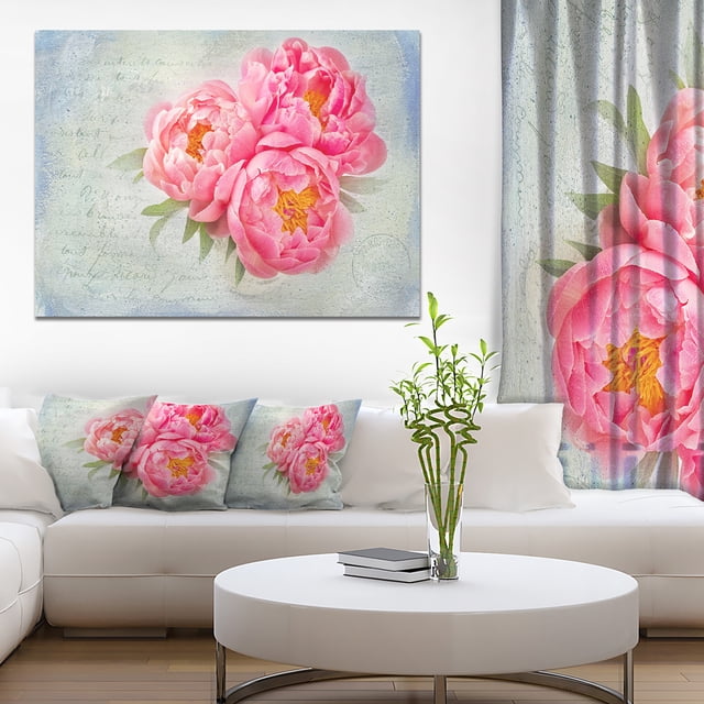 Design Art - Pivoines Roses dans un Vase Blanc