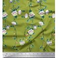 thumbnail image 1 of Soimoi Modal Satin Fabric Leaves & Peony Floral Decor Fabric Printed Yard 42 Inch Wide, 1 of 5