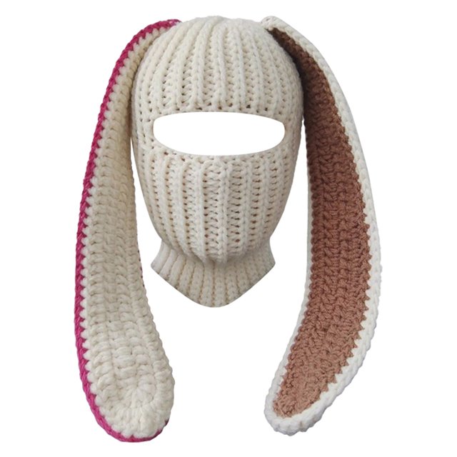 Fgnfyis Rabbit Ear Hat Autumn and Winter Neck Knitted Hat Bomber Hats Brick Red