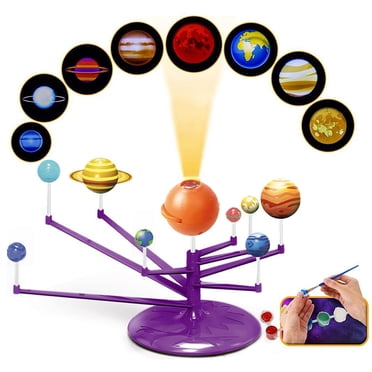 1 Ensemble Jouet Système Solaire avec Projecteur Soleil 3D Planètes Modèle Univers Science Astronomique Apprentissage STIM Éducatif Bricolage Assemblage Jouet Garçons Filles Cadeau