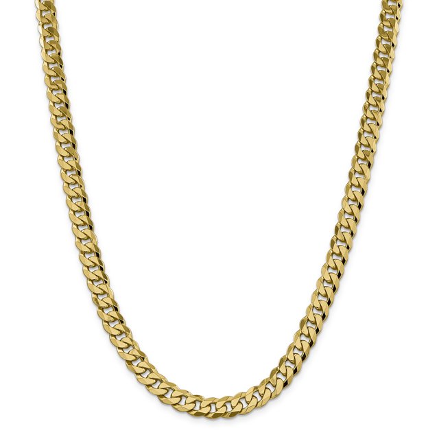 14k Yellow Gold 26 Inch 8.5mm Curb Chain Necklace Pendant Charm Beveled