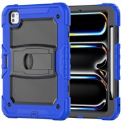 FJLBDE Case for iPad Pro 11 Inch (M4 2024/M5 2025), Rugged Shockproof Tablet Cases Cover with Kickstand Shoulder Strap, Blue