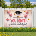 thumbnail image 4 of Graduation Cap Graduation Banner Diploma Achievement Banner Pink Balloons Lollipop Confetti Banner for Graduation Ceremony School Event Student Celebration, 4 of 5