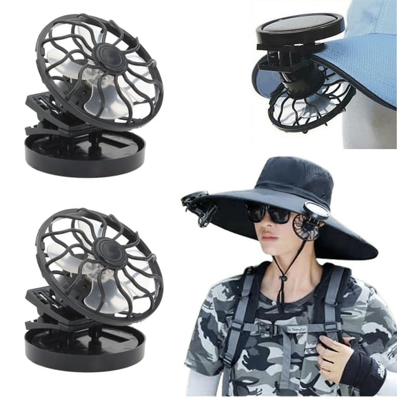 LSLJS 2PC Clip Solar Cell Fan Sun Power Energy Panel Summer Cooler Suitable for All Kinds Of Hats with Brims or Clip Anywher Portable for Traveling Fishing Climbing, Home Accessories
