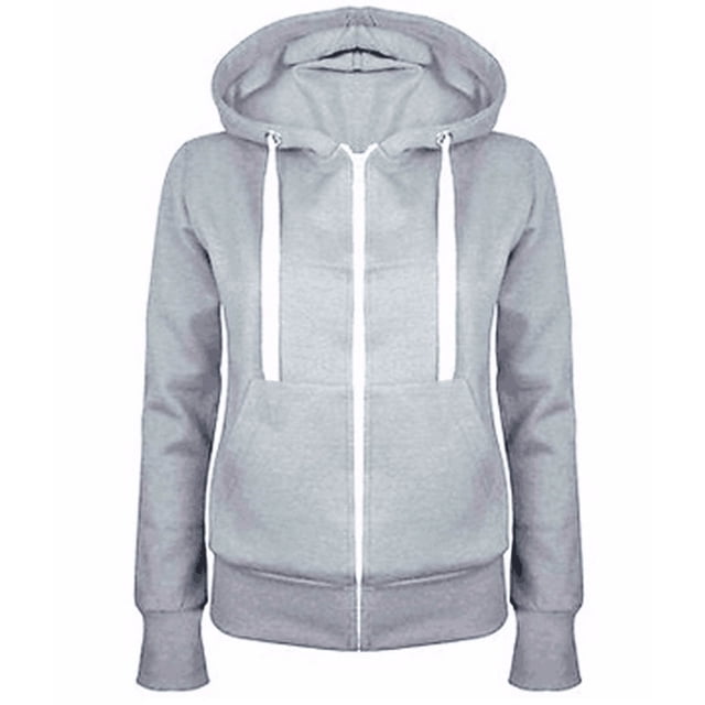 TIMIFIS Womens Long Sleeve Hooded Sweatshirt Hoodies Zip Up Track Jacket with Pockets in gray, size XL. This fleece hoodie features a slim fit, zipper closure, and front pockets. Ideal for casual, outdoor, or daily wear during fall and winter. Perfect for pairing with jeans or leggings.