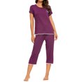 thumbnail image 2 of MINTLIMIT Ensembles de Pyjama Unis pour Femmes, Hauts à Manches Courtes et Pantalons Capri, 2 of 4