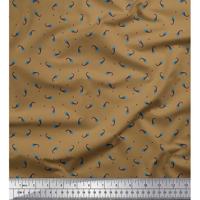 Soimoi Silk Fabric Triangle & Rocket Cartoon Decor Fabric Printed Yard 42 Inch Wide