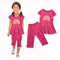thumbnail image 5 of Chemises pour Filles, Ensemble Deux Pièces Été Col Rond Petit Imprimé Manches Courtes Manches Volantes Taille Élastique Pantalon Court, 5 of 5