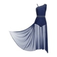 thumbnail image 4 of iiniim Femme Paillettes Strass Costume de Danse Lyrique Robe Fendue Sans Manches Bleu Marine TTG, 4 of 7