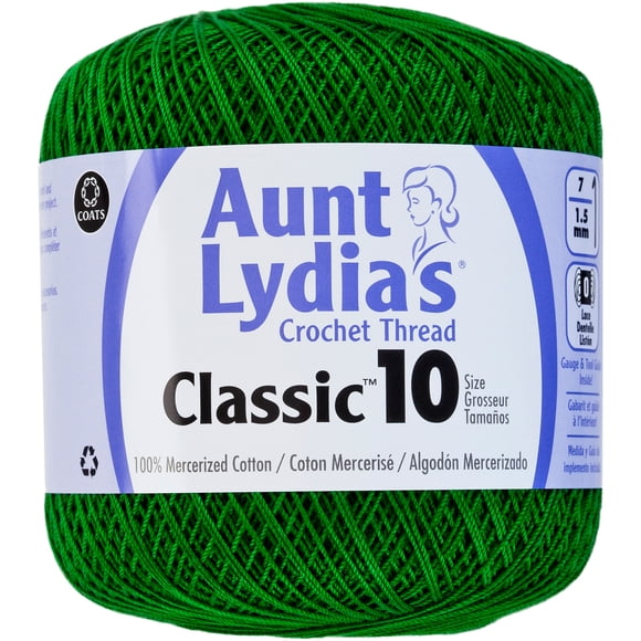 Aunt Lydia's® Classic ™ Myrtle Green Crochet Thread, 350 Yards Size 10