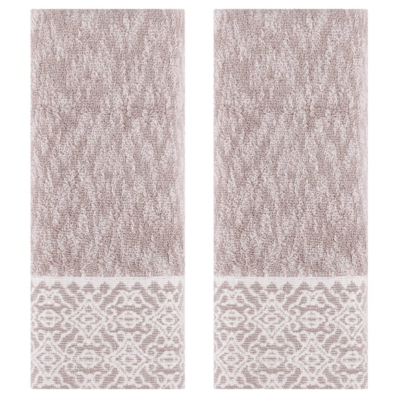 REGALWOVEN Geometry Pattern Hand Towels Cotton Absorbent Soft Decorative Bathroom Hand Towel Set (13 x 28 Inch) Purple 2-Piece