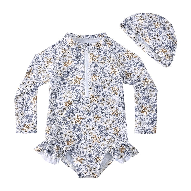 Toddler Girl Rash Guard Bathing Suits Summer Sun Protection Long Sleeve Kids Bathing Suits 2-3 Years Girls Clothing