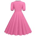 thumbnail image 3 of Robe d'Été pour Femmes Robe Décontractée à Pois Manches Courtes Années 1950 Soirée Bal Robe Vêtements Adultes Femme Rose Taille TG, 3 of 7