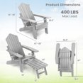 thumbnail image 3 of Costway Patio Adirondack Chair All-Weather HIPS Lounge Chair with Retractable Footrest Gray, 3 of 9