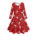thumbnail image 4 of MIASHUI Robe de Fête Festive pour Filles avec Motif Enchanteur de Cerf et d'Arbre de Noël Rouge, 8-9 Ans, 4 of 5