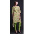thumbnail image 2 of Bimba Green Ranunculus With Bunch Floral Printed Tops For Women Asymmetric Kurti Summer Dress For Girls Large, 2 of 6