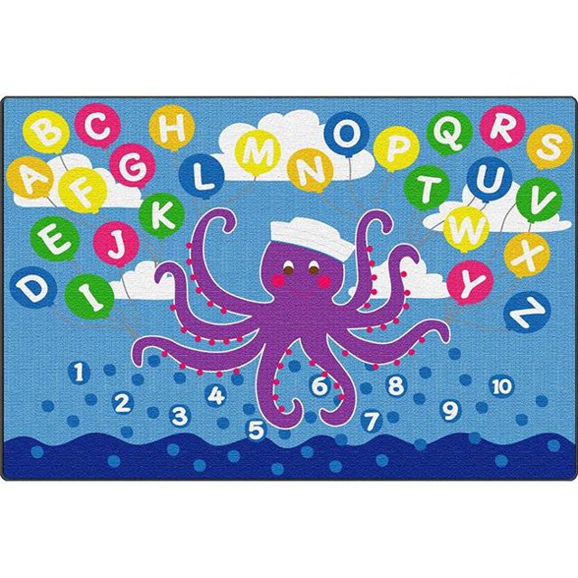 Early Childhood Resources ELR-FE905-34A Olive the Octopus Activity Rug, Rectangle
