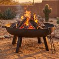 thumbnail image 2 of Sunnydaze Outdoor Camping or Backyard Round Cast Iron Rustic Fire Pit Bowl with Handles - 34" - Black Finish, 2 of 10