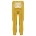 thumbnail image 4 of MSemis Girls Jazz Dance Leggings Metallic Ribbed Elastic Waistband Solid Color Toursers for Hip-hop Performance Gold 130, 4 of 7
