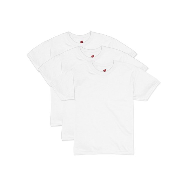 Hanes T-Shirt à Manches Courtes EcoSmart pour Garçons, Lot de 3, L, Blanc