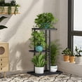 thumbnail image 4 of 3 Tier Iron Stand with Trays, Heavy Duty Multi Layer Flower Display Rack Space Saving, Portable Holder for Indoor Home Living Room Garden Office Decorative, Dark Gray, 4 of 6