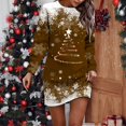 thumbnail image 2 of Kcodviy Chandail Imprimé de Noël pour Femme Robe Formelle D'Automne pour Femmes Col Rond Longue Robes de Bureau Décontractées pour Femmes Été Manche Ample Sans Capuche Robes Portefeuille d'Été Décontractées pour Femmes Robe D, 2 of 5