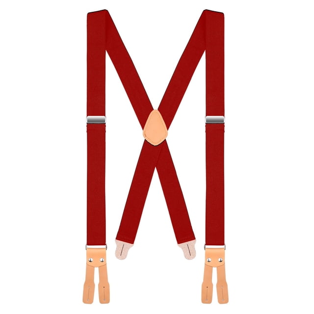 "Buyless Fashion Butten End Logger Work Suspenders for Men - 48"" Adjustable Straps 1 1/4"" - X Shape"