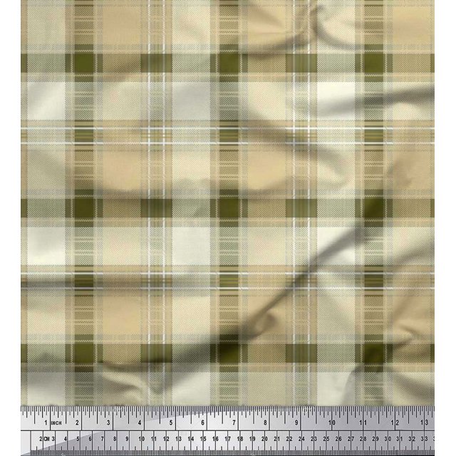 Soimoi Modal Satin Fabric Gingham Check Print Fabric by The Yard 42 Inch Wide