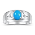 thumbnail image 1 of RYLOS Men's Rings Sterling Silver Classic 8X6MM Oval Gemstone &  Diamond Ring Turquoise December Birthstone Rings For Man Silver Rings Size 9, 1 of 7