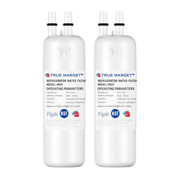 Flgsk SK01 Filtre à Eau de Réfrigérateur, Lot de 2, Compatible avec Whirlpool, KitchenAid, Kenmore