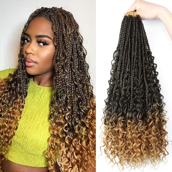20 Pouces Tresses Déesse pour Cheveux Crochet pour Femmes Noires Boho Tresses 8 Paquets Extension de Cheveux Synthétiques Pré-Enroulés T27