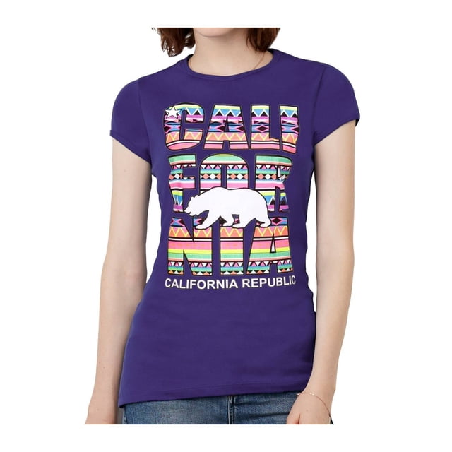 T-Shirt Tribal à Manches Courtes pour Femmes de la République de Californie - Violet - Petit