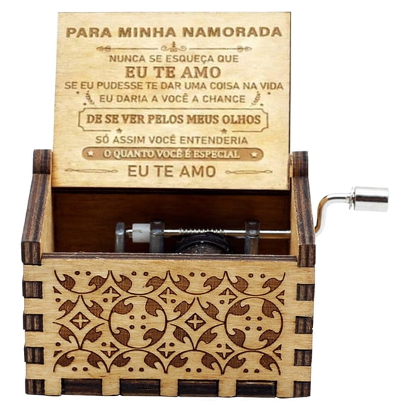 Wooden Music Box, Antique Engraved Music Boxes for Love, Happy Birthday Music Box, Gifts for Lover, Boyfriend, Girlfriend, Husband, Wife, D