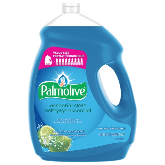 Palmolive Essential Clean Liquid Dish Soap, Citrus Scent and Salt, 4.27 L