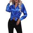 thumbnail image 1 of Innerwin Shirts Long Sleeve Ladies Tunic Tops Office Button Down Soft Blouse Royal Blue L, 1 of 4