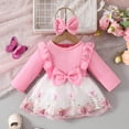 thumbnail image 2 of HNMKIU Girls Long Sleeve Ruffled Dress with Matching Headbands for Stylish Outings and Celebrations, 2 of 4